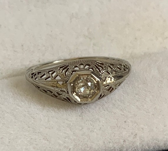 Old European Cut Diamond Filigree Ring - image 2