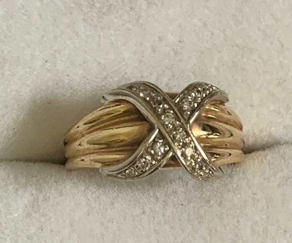 14k Yellow Gold Ring with Pave Diamond “Hug” - image 7