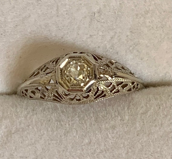 Old European Cut Diamond Filigree Ring - image 4
