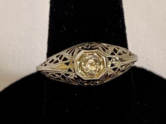 Old European Cut Diamond Filigree Ring - image 5