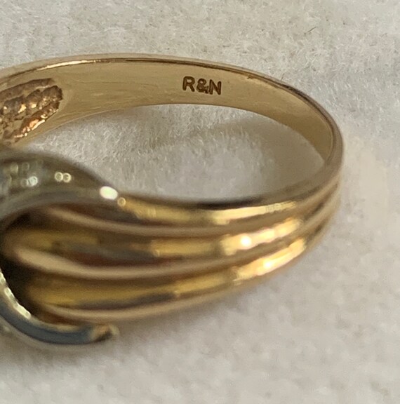 14k Yellow Gold Ring with Pave Diamond “Hug” - image 8