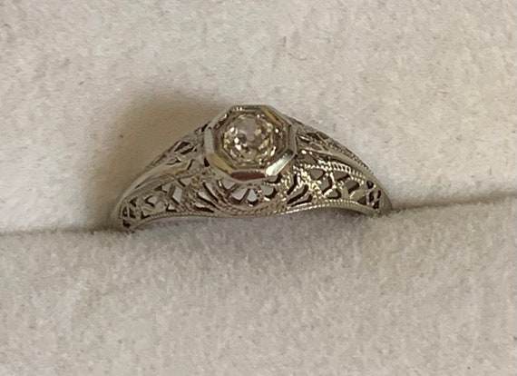 Old European Cut Diamond Filigree Ring - image 8