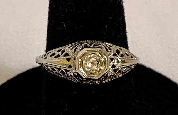 Old European Cut Diamond Filigree Ring - image 1