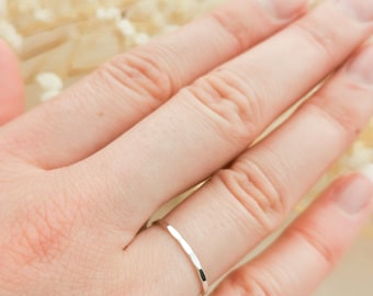 Sterling Silver Hammered Style Stacking Ring