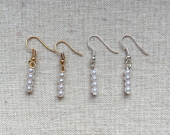 Handmade Faux Pearl Drop Earrings / gold silver plated