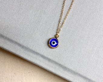 Handmade 18kt Gold Plated Evil Eye Necklace / 18 Inches