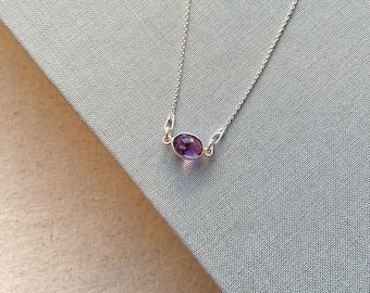 Handmade Amethyst Pendant Sterling Silver Necklace / 16-18 inches