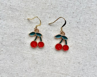 Gold Plated Cherry Earrings / Harry Styles Inspired / Hypoallergenic