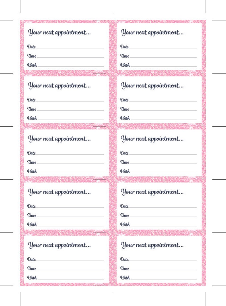 Printable Appointment Card, Nails PNG Salon Content Makeup Themed