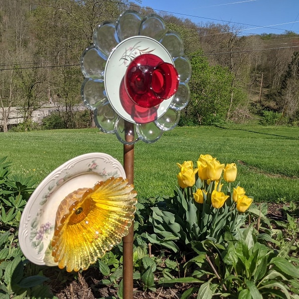 Glass Plate Flower Etsy