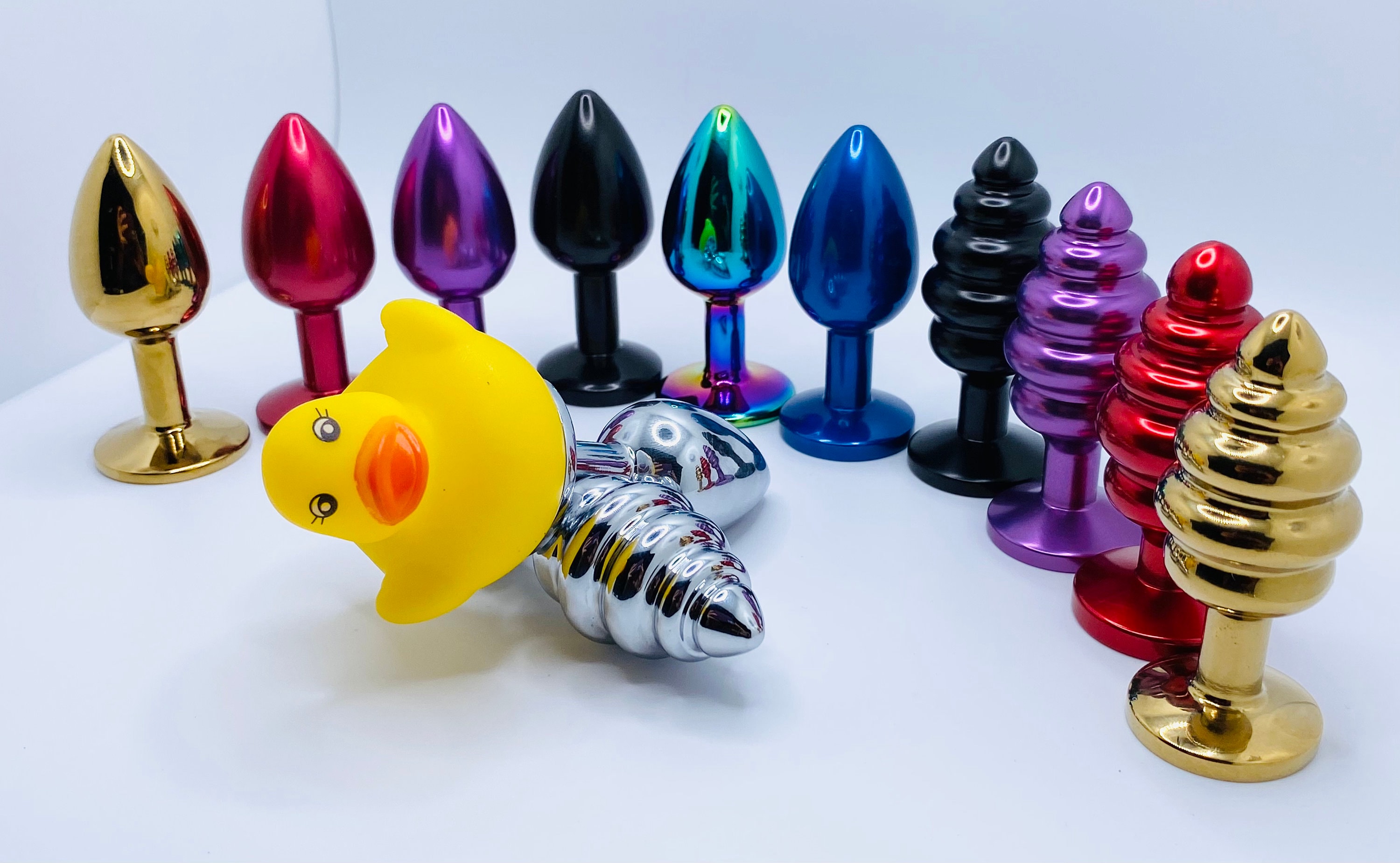 Rubber Duck Me Quack Butt Plug Mature Custom Butt Plug Small or Medium  Smooth or Ribbed Silver Gold Red Blue Purple Black Rainbow Butt Plug