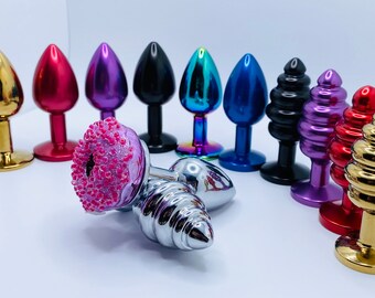 Pink donut Butt Plug Mature Custom butt plug small or medium smooth or ribbed silver gold red blue purple black or rainbow