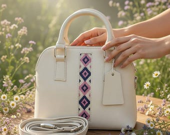 Handmade Hunza Valley Embroidered Leather Crossbody Bag – Ethnic Artisan Purse with Removable Strap