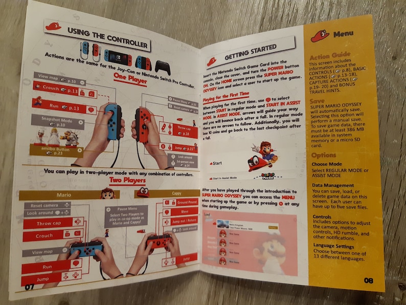 Super Mario Odyssey Manual Nintendo Switch - Etsy