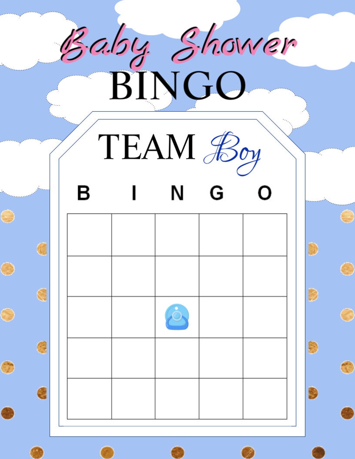 Baby Bingo Cards Blank Printable Gender Reveal Baby | Etsy