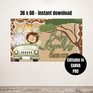 Safari Baby Shower Banner: Editable Animal Theme (Instant Download)