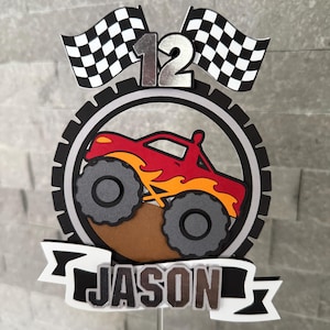 Monster Truck Cake Topper, Monster Truck Birthday, Racing Cake Topper, Truck Cake Topper, Birthday Cake Topper, Personalized Cake Topper