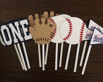 Baseball Cupcake Toppers, First Birthday Party Decorations