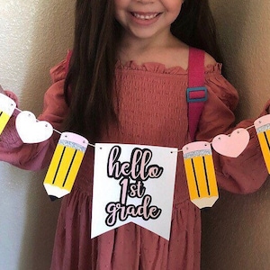 Back To School Banner, First Day Of School Banner, Pencil Banner, School Banner, Hello First Grade, First Grade, School Banner