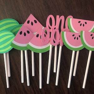 Watermelon Birthday, Pink Watermelon Cupcake Toppers, Watermelon Cupcake Toppers, One In A Melon Birthday, First Birthday