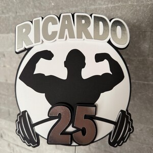 Gym Cake Topper, Trainer Cake Topper, Weight Trainer Cake Topper, Fitness Cake Topper, Weight Lifting Cake Topper