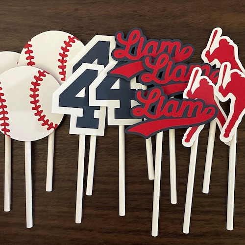 Personalized Baseball Cupcake Toppers Baseball Birthday Etsy