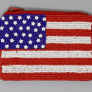 Limited Edition Leather Zip Wristlet Pouch, Wallet, American Flag