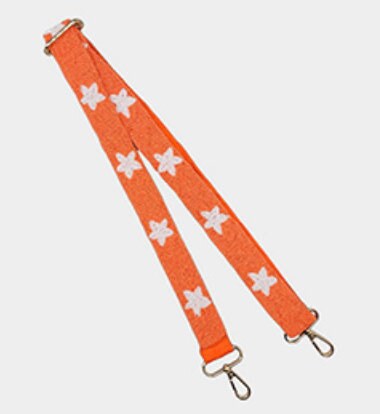 Star of the Show Beaded Adjustable Purse Strap in Orange and White