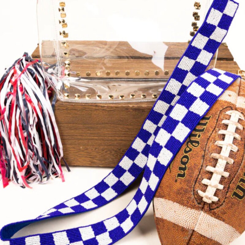 Red & White Stripe Beaded Purse Strap & Clear Bag