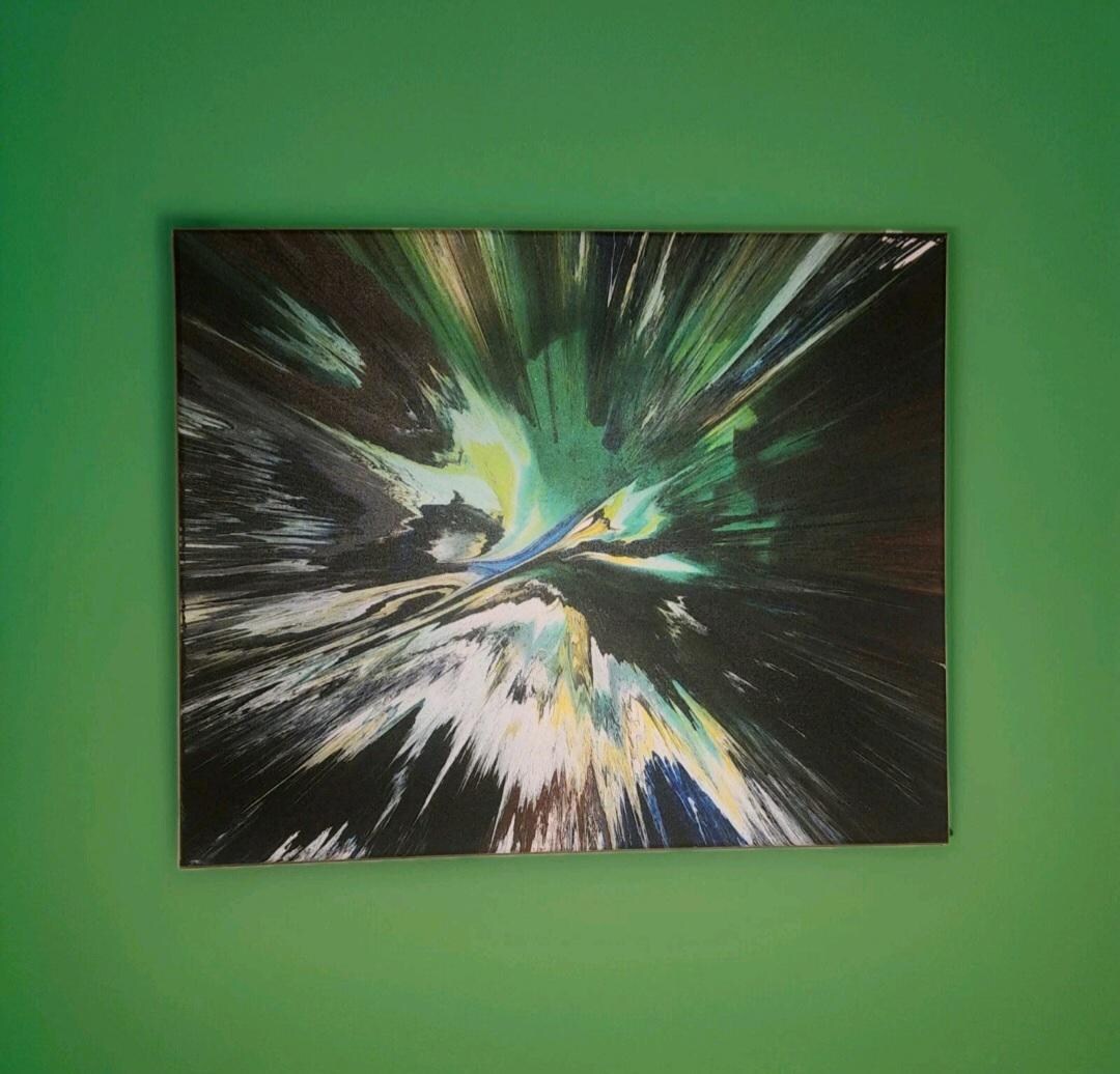 The Flash Painting, One of Kind Abstract Painting Acrylic Spinart on 24 ...
