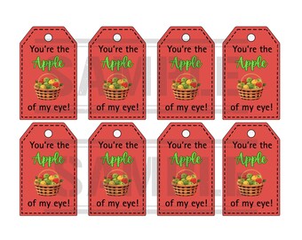 Apple Gift Tags: Teacher Appreciation, Fall Party Favors (Printable PDF)