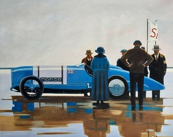 Jack Vettriano - Pendine Beach 55 x 100 cm HANDMADE oil on canvas Sport Car Oil on canvas DE1 wgz150