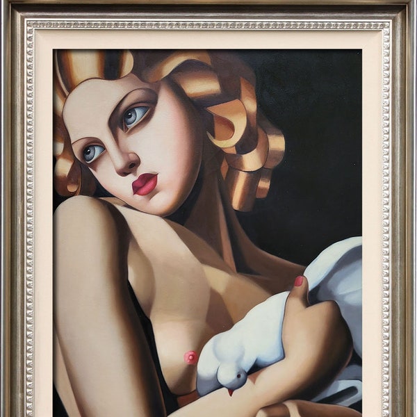 Tamara de Lempicka - Femme avec une colombe 60 x 90 cm tableau peint à la main huile sur toile Art Déco reproduction de tableau DE1