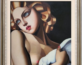 Tamara de Lempicka - Femme avec une colombe 50 x 70 cm & 60 x 90 cm peinture peinte à la main huile sur toile reproduction de peinture Art Déco DE1