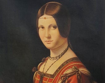 Leonardo Da Vinci - Portrait of An Unknown Woman 50X60cm oil on canvas Meisterwerk Handbemaltes Ölbild Renaissance Reproduktion DE1