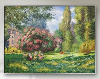 Claude Monet - Il Parco Monceau, Parigi 60 x 80 cm Riproduzione del dipinto a olio FATTO A MANO Pittura a olio artigianale DE1 cym180