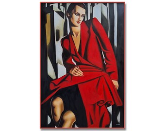 Tamara de Lempicka - Portrait de Mme Bush 60 x 90 cm Huile sur toile Reproduction Peinture à l'huile artisanale Art Déco Livré immédiatement DE1 wgz150 red7