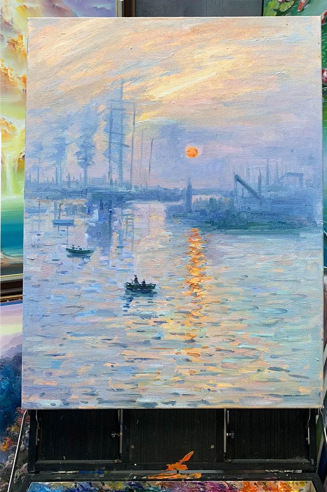 CM = クロード・モネ、印象、日の出、日の出 手描き油絵壁画複製