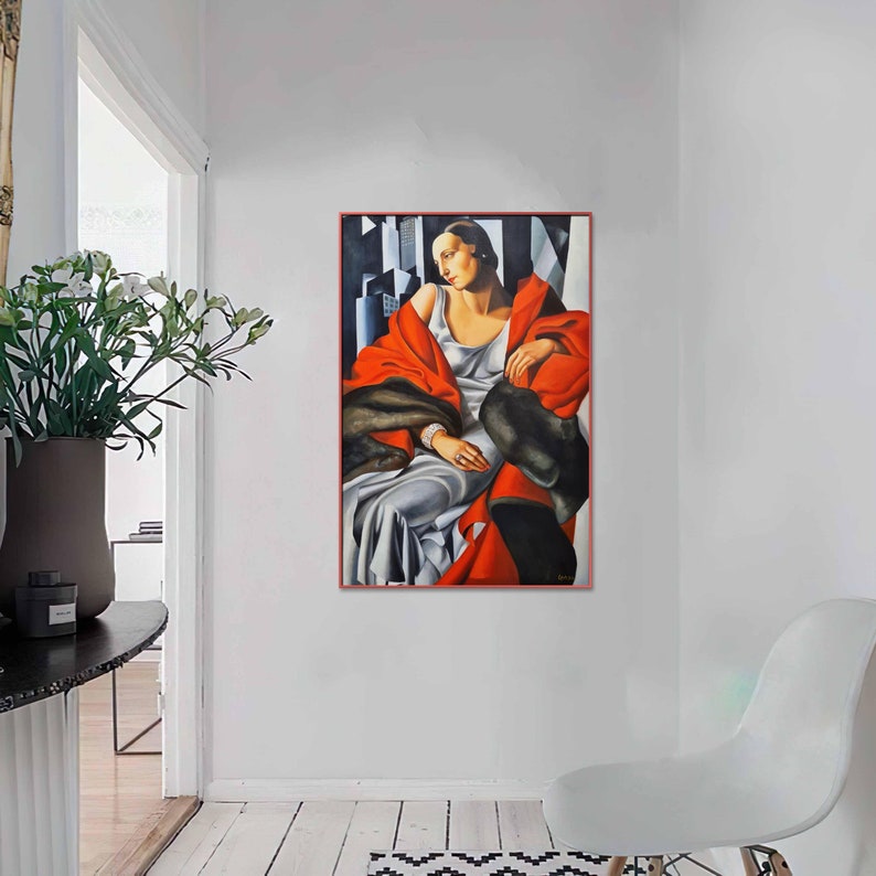 Tamara de Lempicka Portrait de Mme Boucard 60 x 90 cm Reproduction Huile sur toile peinte à la main Peinture à l'huile Art Déco DE1 rouge5 image 6
