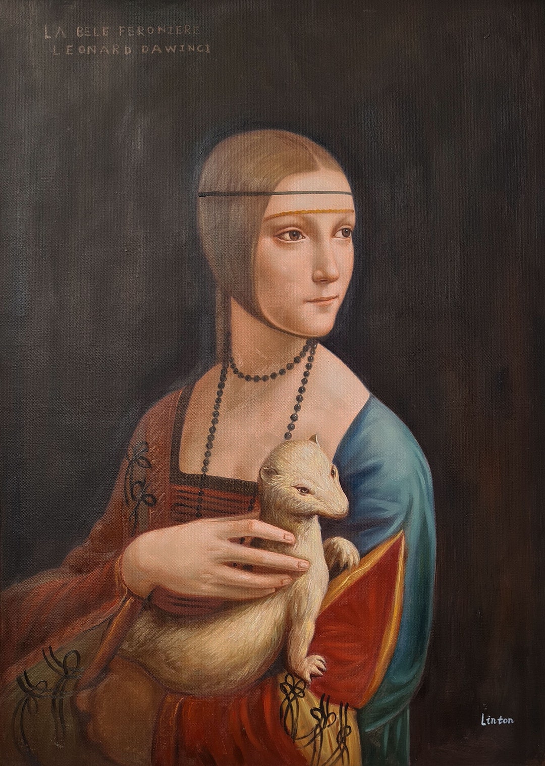 模写画　レオナルド・ダ・ヴィンチ　手描きの油絵 il_1080xN.4077948592_elyz.jpg