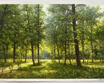 In the woods 70 x 100 cm ORIGINAL Unique HANDMADE oil on canvas Hand-painted oil painting DE1