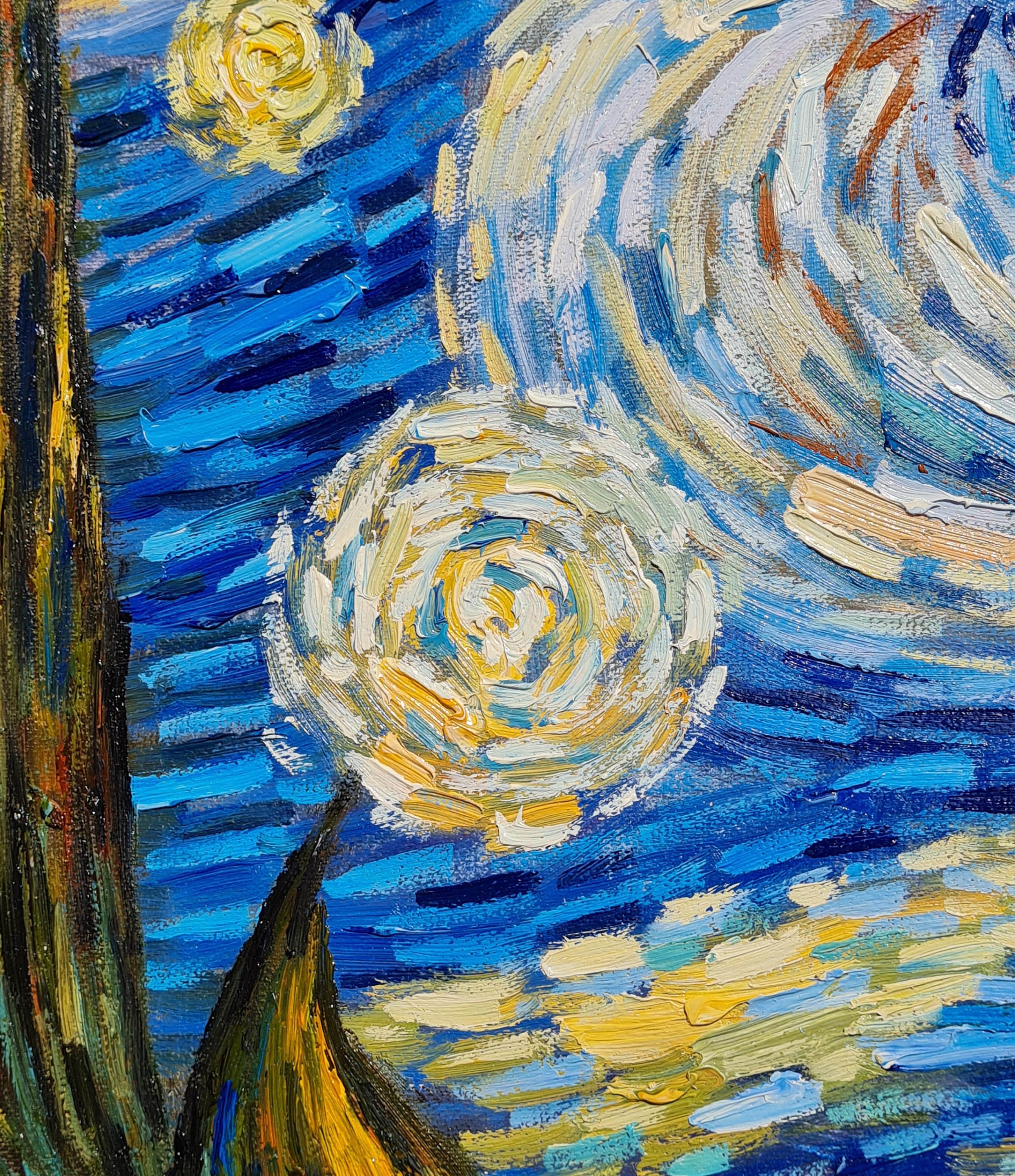 Vincent van Gogh De sterrennacht, sterrennacht boven de Rhône 55 x 110 cm  reproductie op linnen canvas handgeschilderd olieverfschilderij DE1 xxd100  - Etsy België, image size:2589x3000