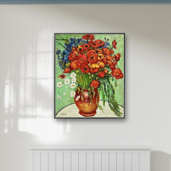 ヴィンセント・ファン・ゴッホ - 赤いケシとヒナギク 50 x 60 cm 静物