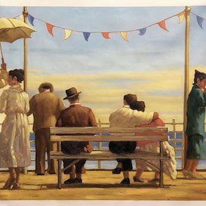 Jack Vettriano - The Pier HANDMADE Oil Painting on canvas Reproduction Handwork Oil Painting premium quality DE1 150