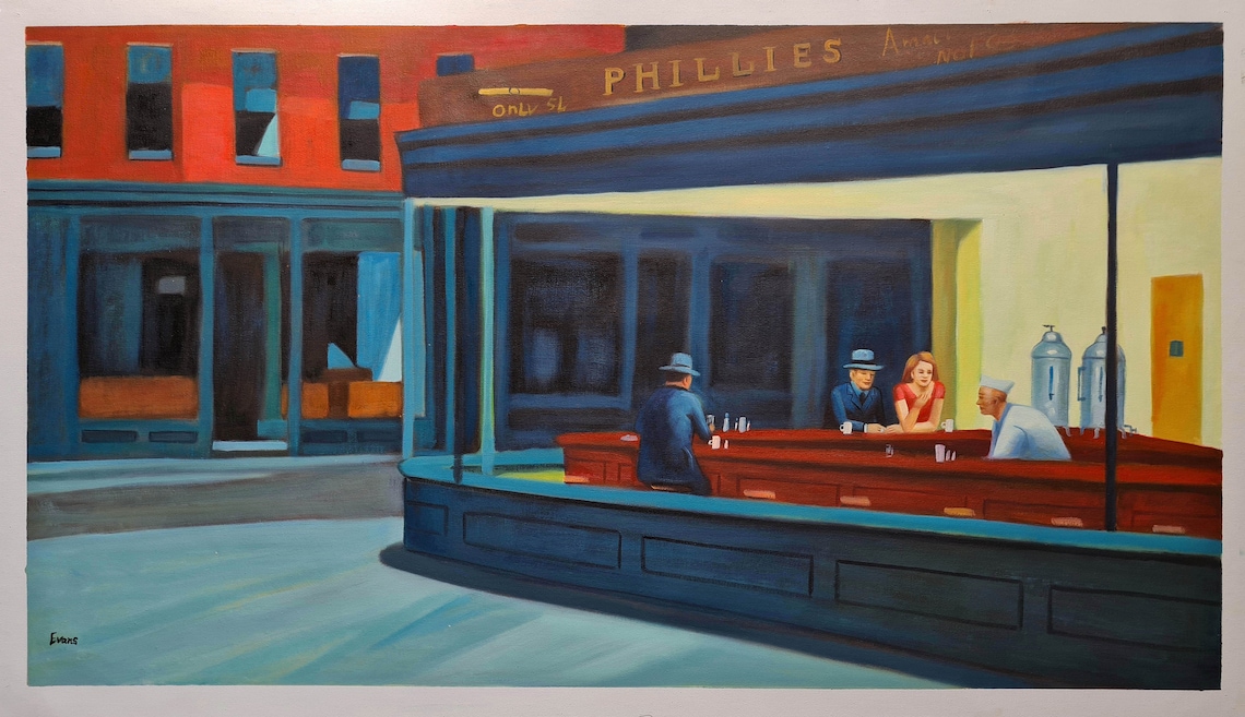 Edward Hopper Nighthawks 55x100cm & 80x145cm Nachtschwärmer Etsy