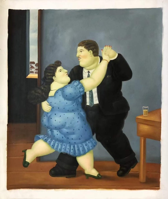 Fernando Botero 50 x 60 cm Carte da gioco, ballerino, pasto, biliardo FATTO  A MANO Dipinto ad olio su tela Dipinto ad olio fatto a mano DE1 lq -   Italia