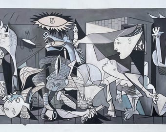 パブロ・ピカソ作「ゲルニカ」55 x 110 cm 手描き油彩キャンバス 油絵