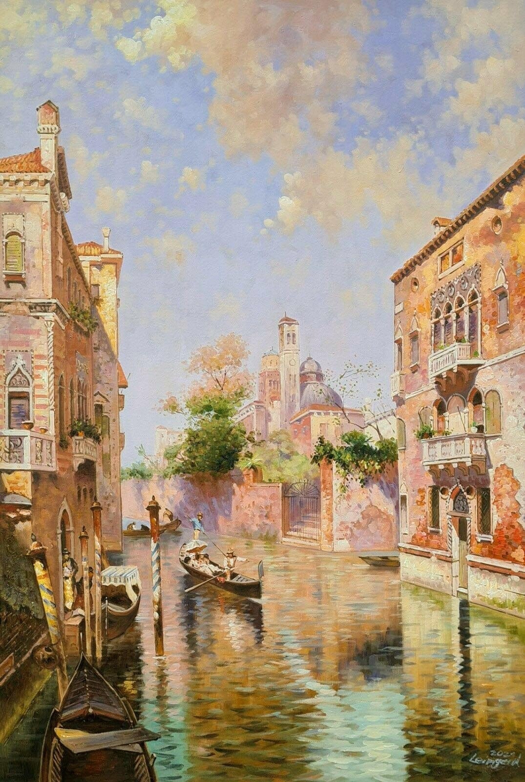 Franz Unterberger - Rio San Bernardo 60 x 90 cm Venezia Venezia Vintage FATTO A MANO IN STOCK Olio su tela Pittura a olio artigianale DE1 lxx