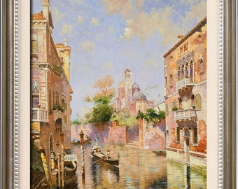 Franz Unterberger - Rio San Bernardo 60X90cm Venice Venedig Vintage HANDMADE IN STOCK Oil on Canvas Handarbeit Ölgemälde DE1 lxx