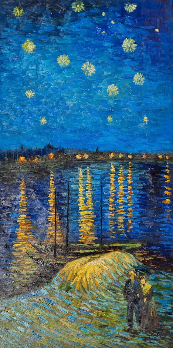 フィンセント・ファン・ゴッホ 星月夜、ローヌ川の星月夜 55 x 110 cm